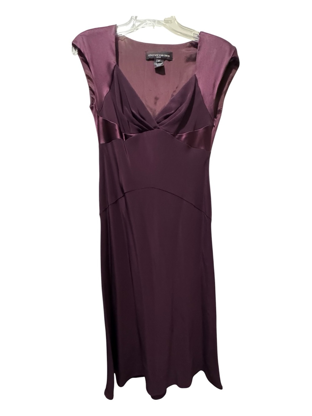 Jones New York Plum Satin-Trim Midi Dress